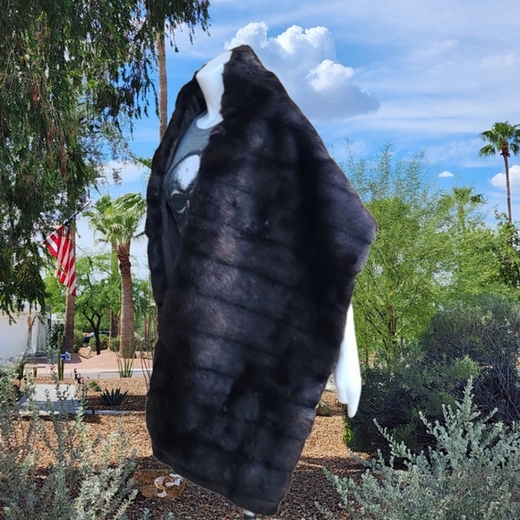 VINTAGE HANDMADE Luxe Faux Fur Long Capelet Cape Scarf Stole Wrap Hollywood Glam - Picture 3 of 14